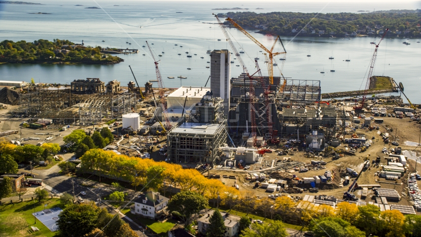 Construction At A Natural Gas Power Plant Salem Massachusetts Aerial 