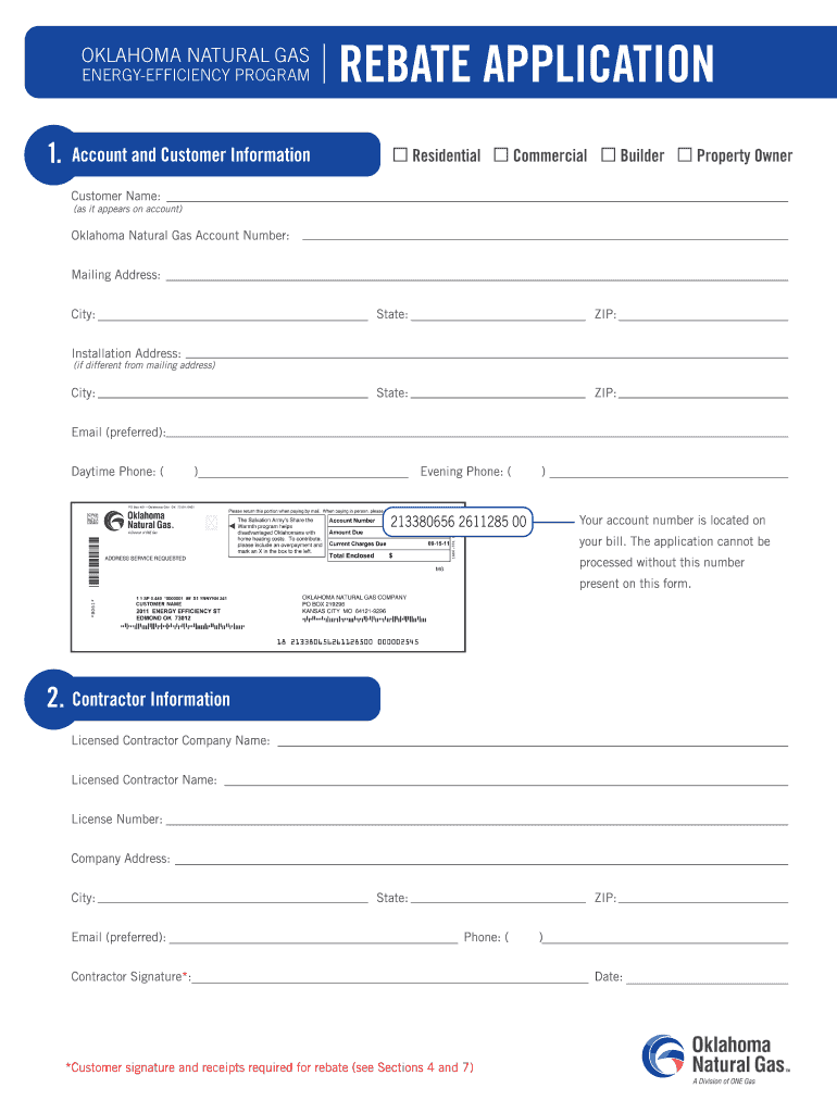 OK Natural Gas Rebate Application Fill And Sign Printable Template 