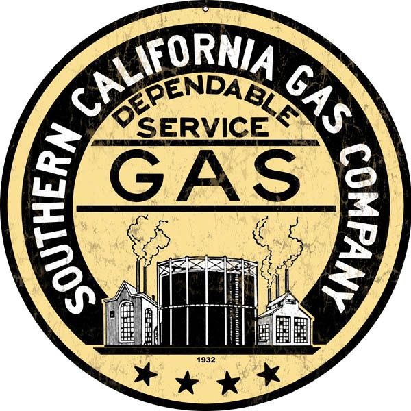 Southern California Gas Company Reproduction Sign 14 Round 