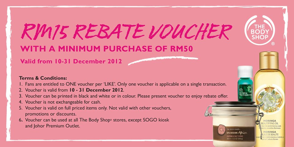 The Body Shop RM15 Voucher Giveaway Malaysia Free Sample Giveaway