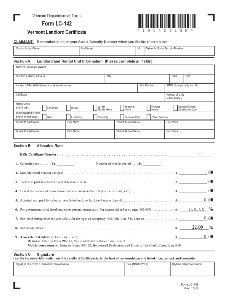 2019 2023 Form VT LC 142 Fill Online Printable Fillable Blank 