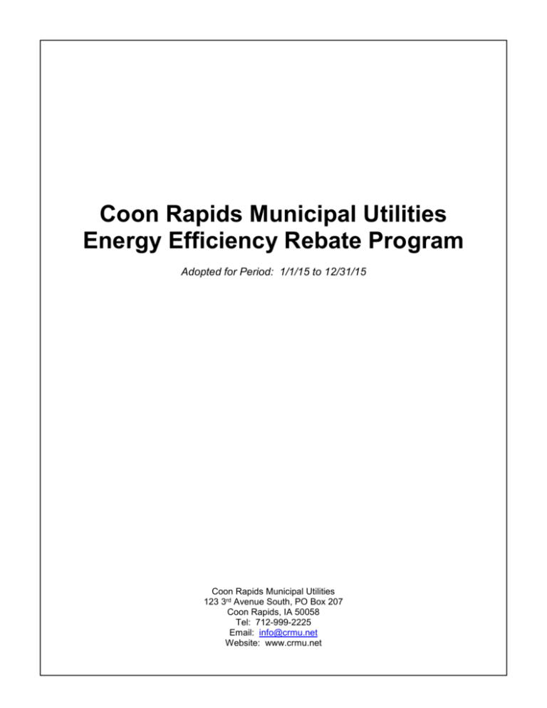 CRMU Energy Efficiency Rebate Program For 2015