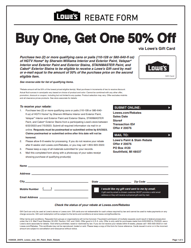 Lowes 4th Of July Paint Rebate Lowes Rebates