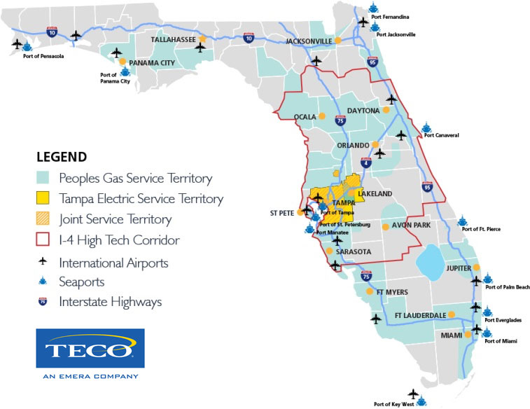 Teco Peoples Gas Service Area Map Maps Model Online